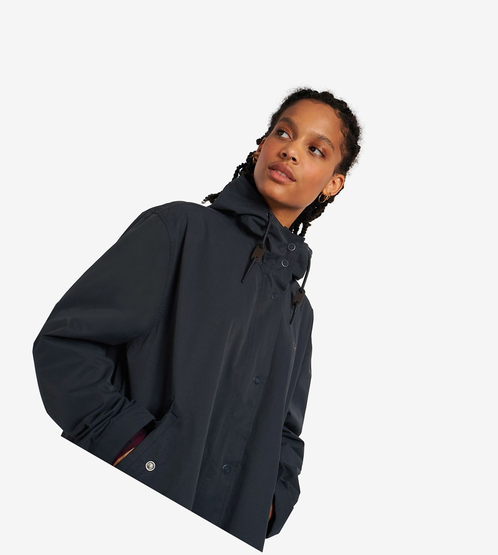 Navy Fred Perry Shell Parka Women's Jackets | HMWQN-3597