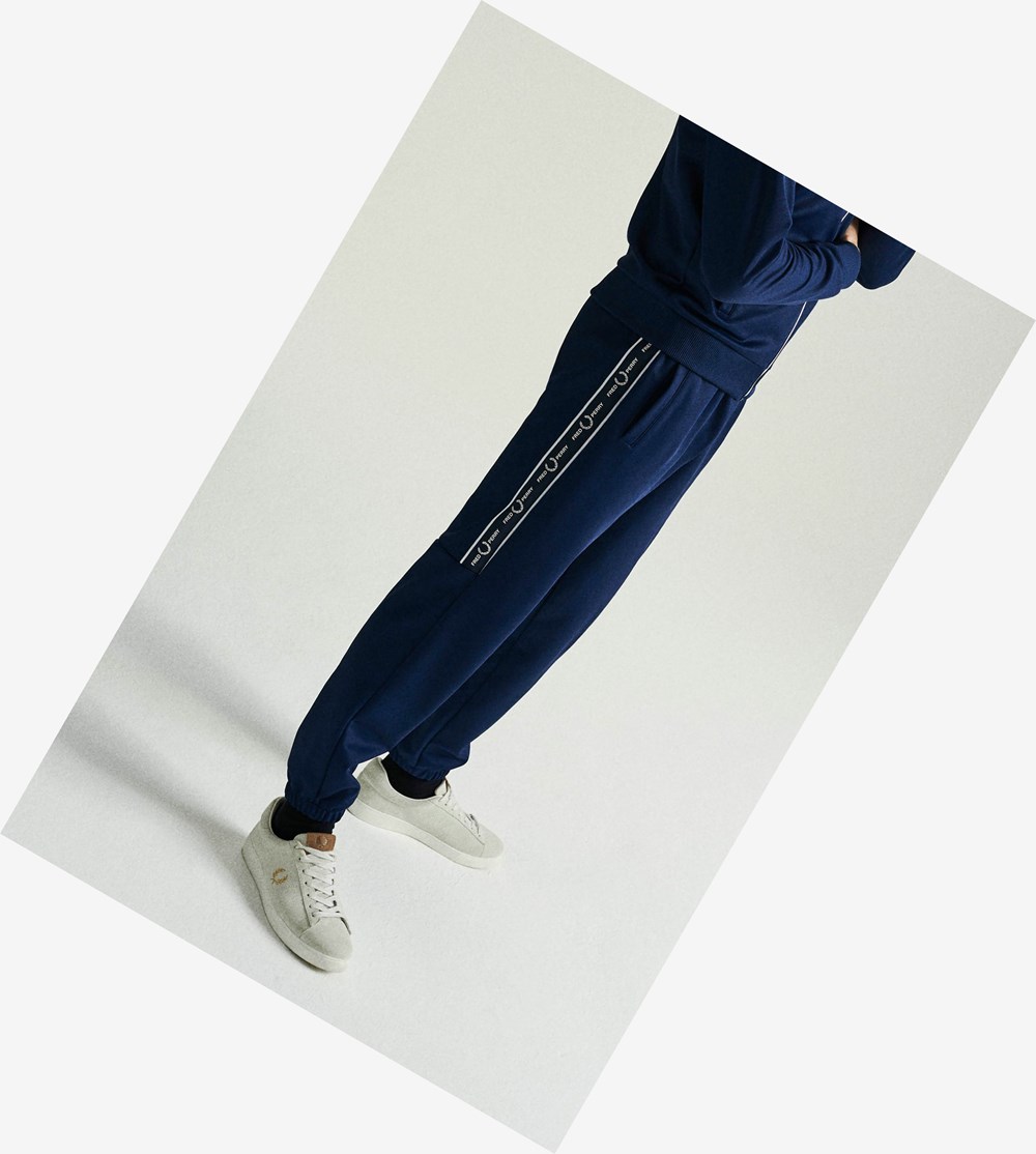 Navy Fred Perry Taped Panel Track Pants Men\'s Trousers | QLKWB-6914