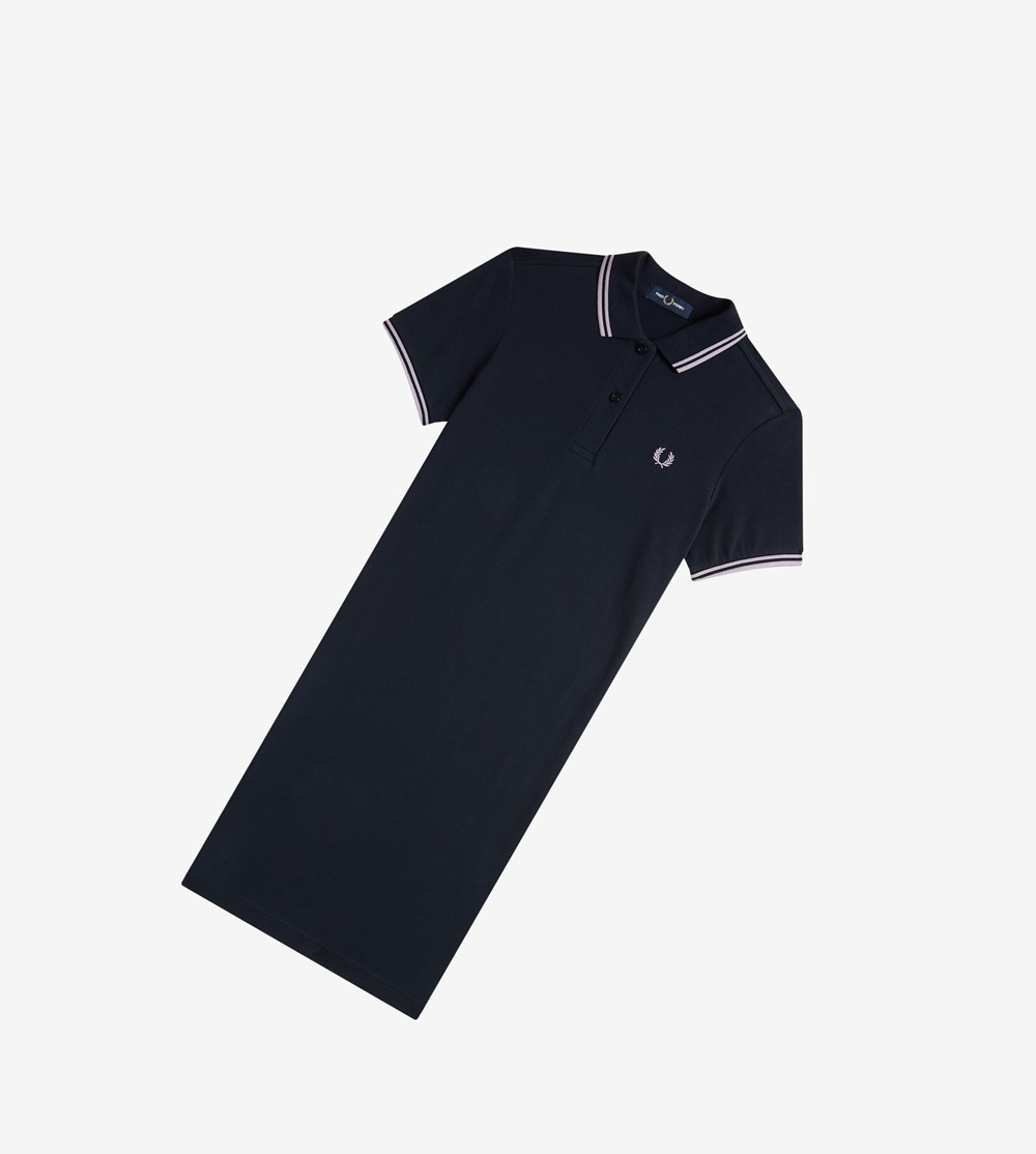 Navy Fred Perry Twin Tipped Shirt Women's Dresses | FOXVL-8791