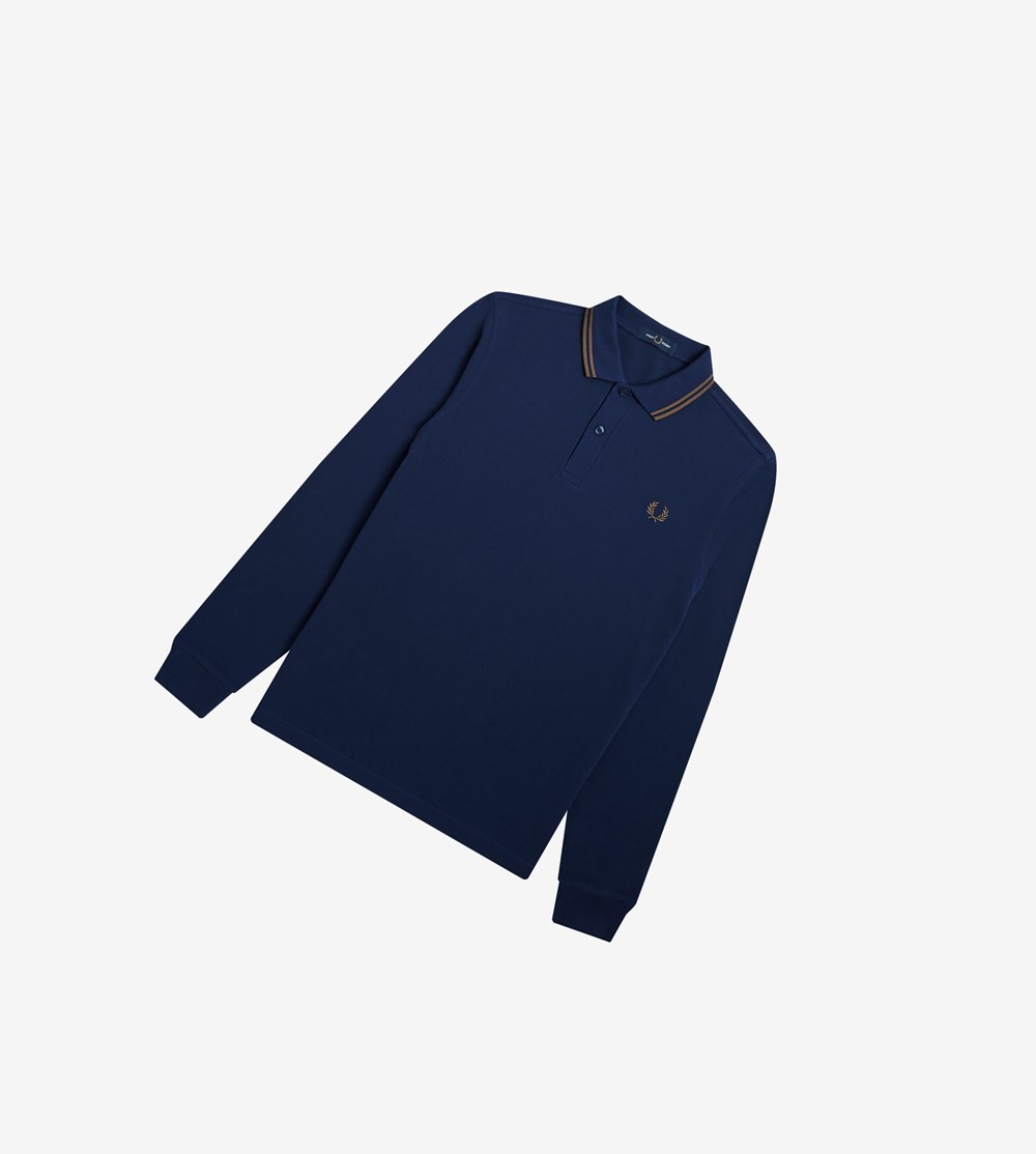 Navy / Grey / Grey Fred Perry M3636 Men's Polo Shirts | DRLUX-1856