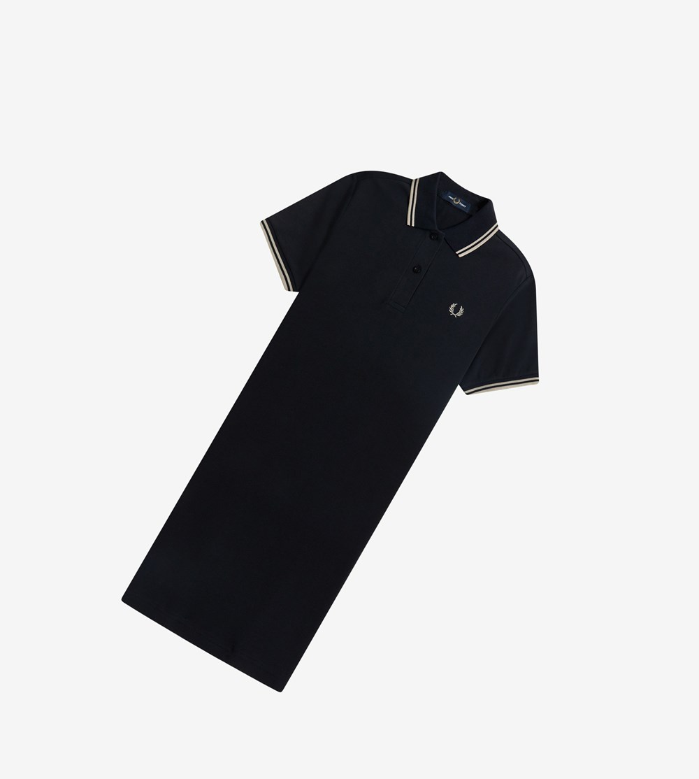 Navy / Light Fred Perry Twin Tipped Shirt Women's Dresses | ZTBOC-0863