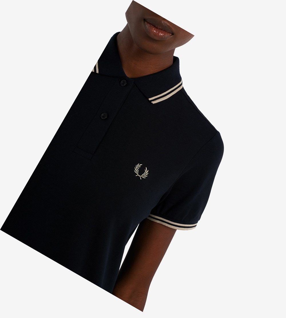 Navy / Light Fred Perry Twin Tipped Shirt Women's Dresses | ZTBOC-0863