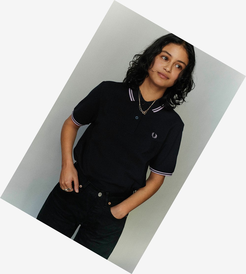 Navy / Purple / Purple Fred Perry G3600 Women's Polo Shirts | ICGSB-9371