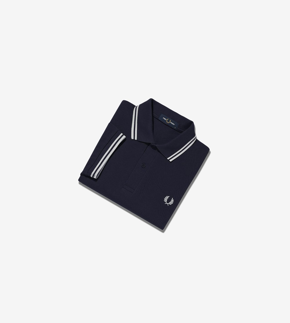 Navy / White Fred Perry M3600 Men's Polo Shirts | ANXEI-8239