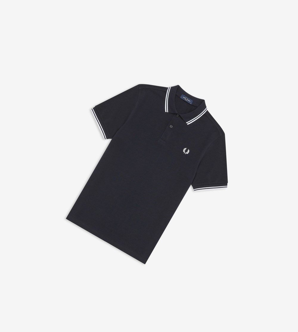 Navy / White Fred Perry M3600 Men's Polo Shirts | ANXEI-8239