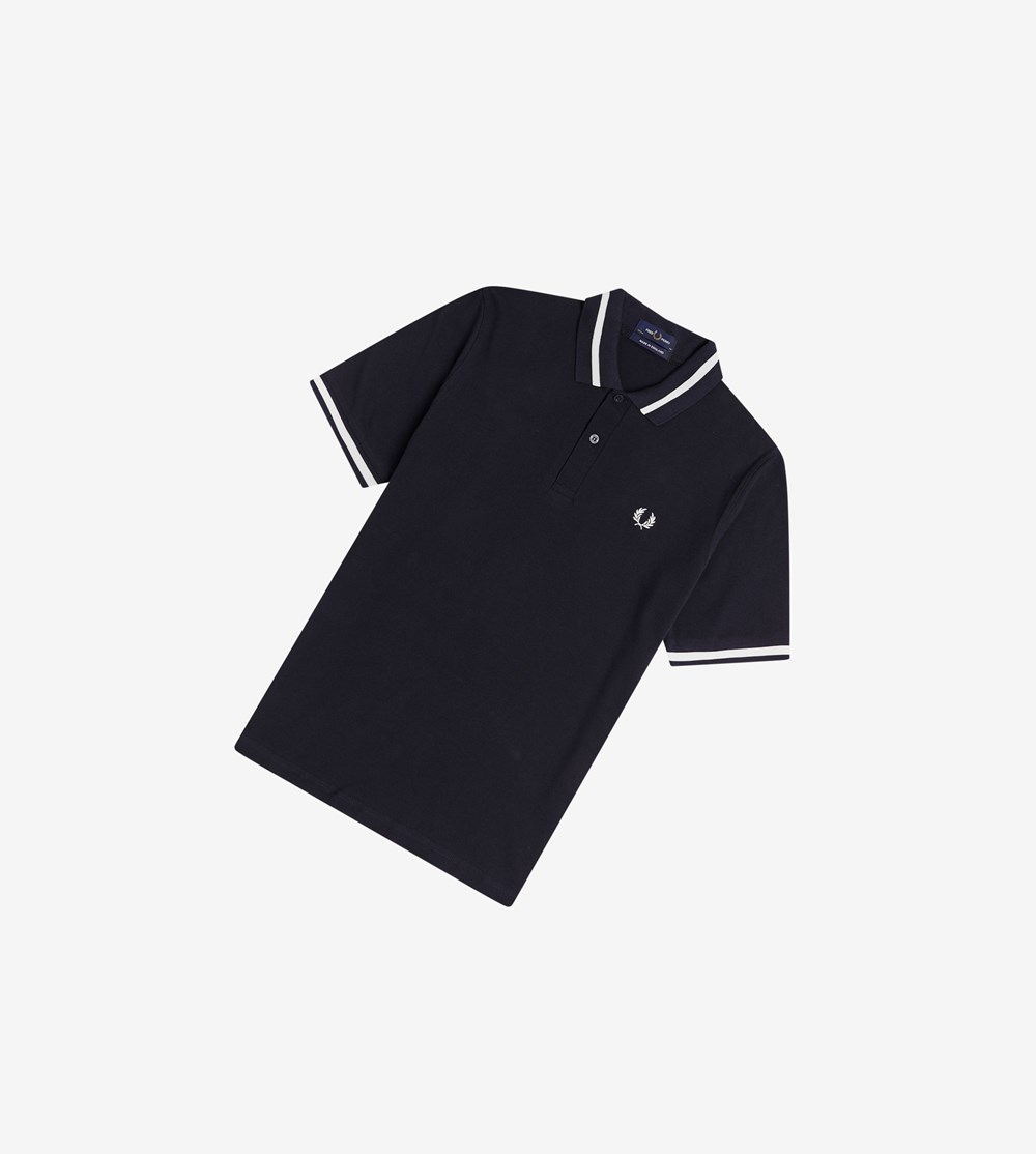 Navy / White Fred Perry Made In England M2 Men's Polo Shirts | NFOJH-3802