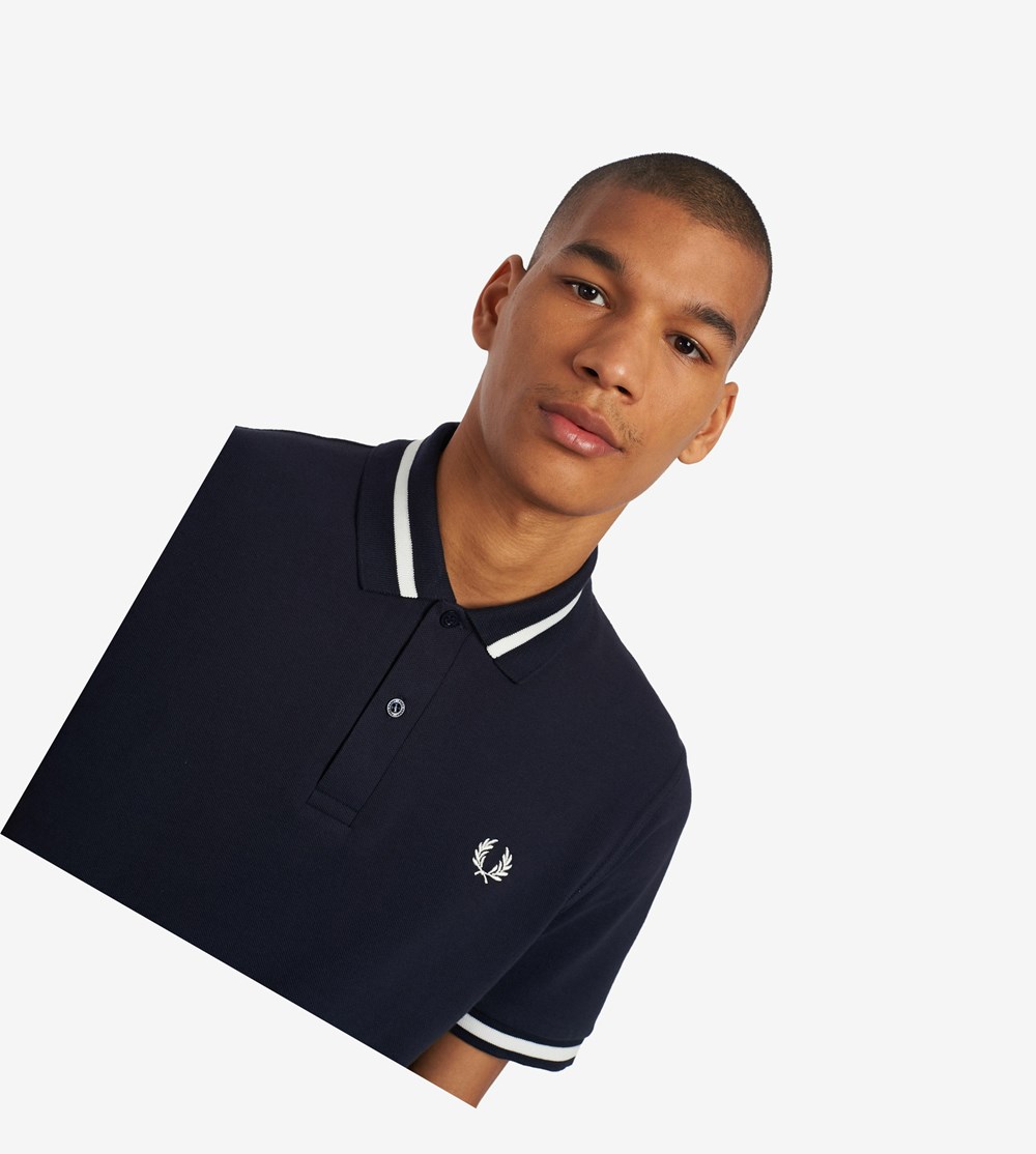 Navy / White Fred Perry Made In England M2 Men's Polo Shirts | NFOJH-3802