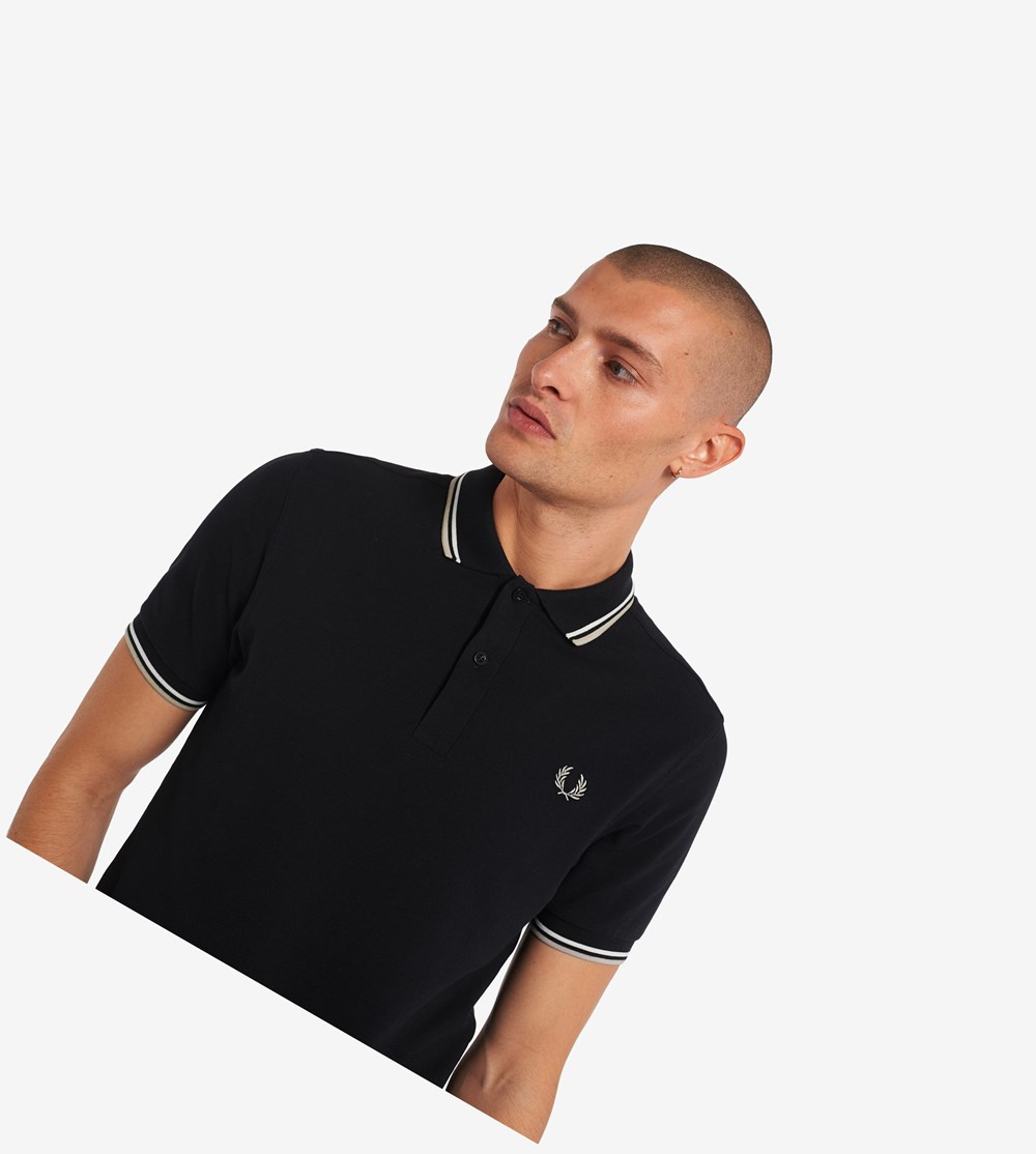 Navy / White / Light Fred Perry M3600 Men's Polo Shirts | QDTCE-3652