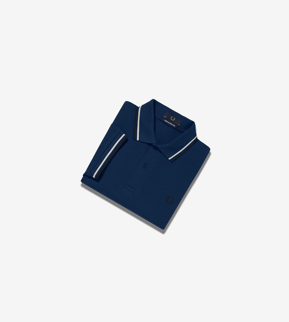 Navy / White / Navy Fred Perry M12 Men's Polo Shirts | NBYHU-3865