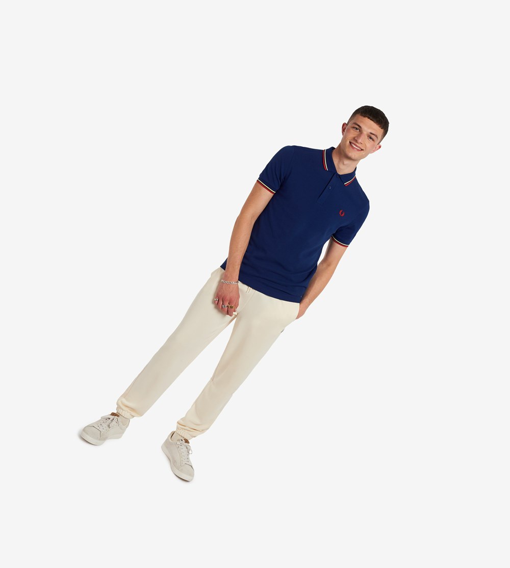 Navy / Yellow / Red Fred Perry M3600 Men's Polo Shirts | DKRZH-4976