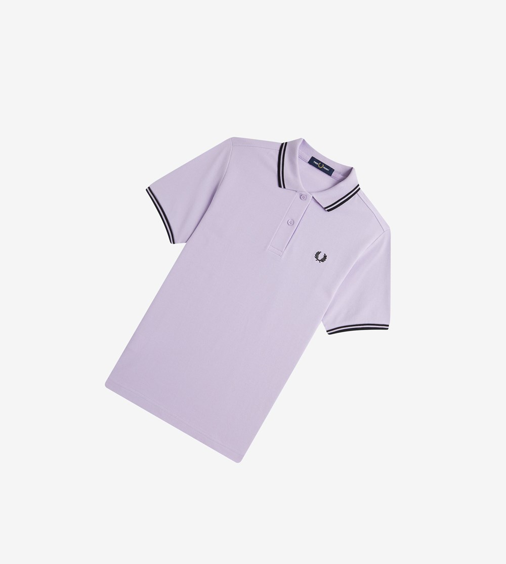 Purple / Black Fred Perry G3600 Women's Polo Shirts | KUCDG-1873