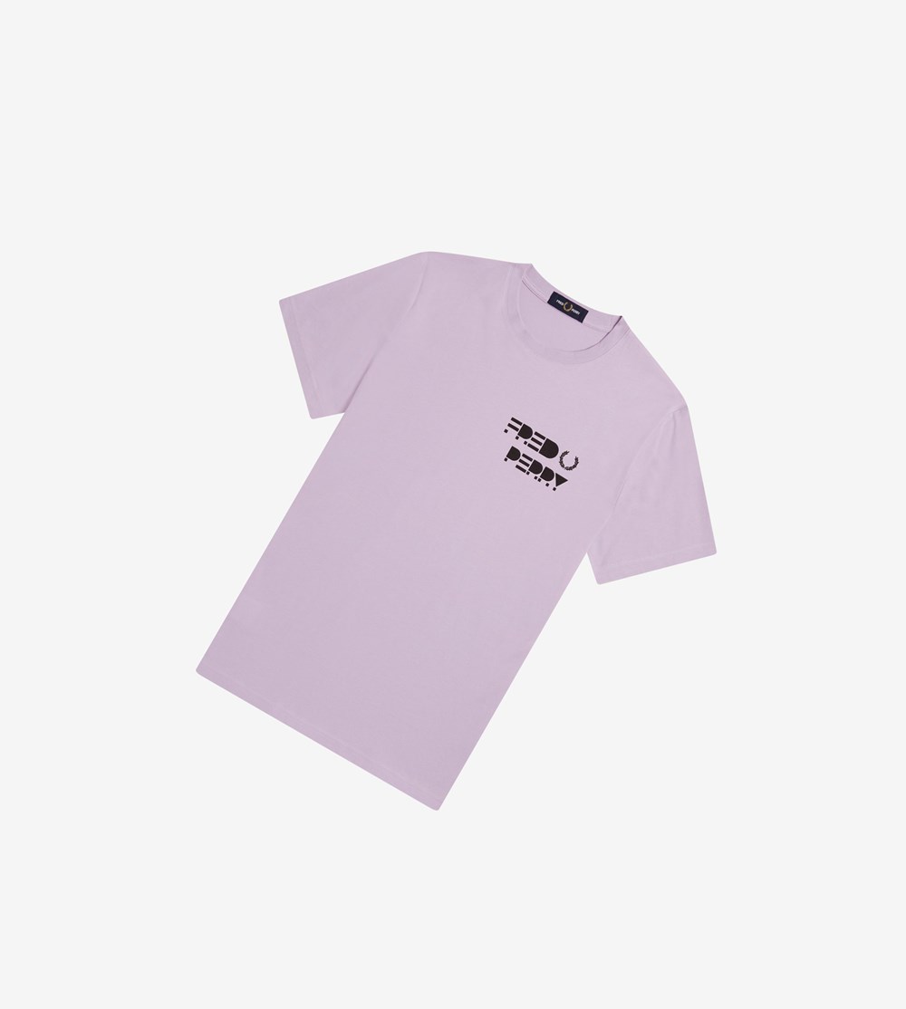 Purple Fred Perry Raised Graphic Men\'s T Shirts | NQYZL-9127