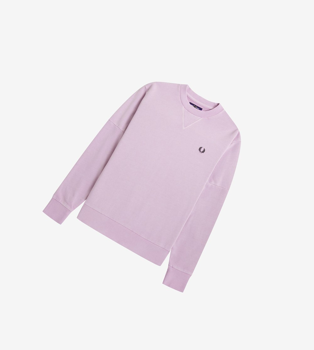 Purple Fred Perry Reissues Pigment Dye Men's Sweatshirt | NCQYR-2486