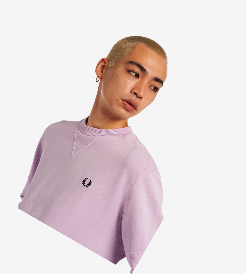 Purple Fred Perry Reissues Pigment Dye Men\'s Sweatshirt | NCQYR-2486