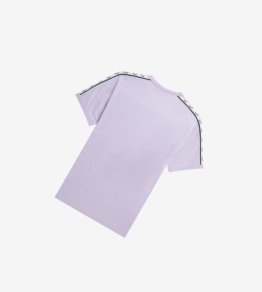 Purple Fred Perry Taped Ringer Men's T Shirts | XBEKA-7251