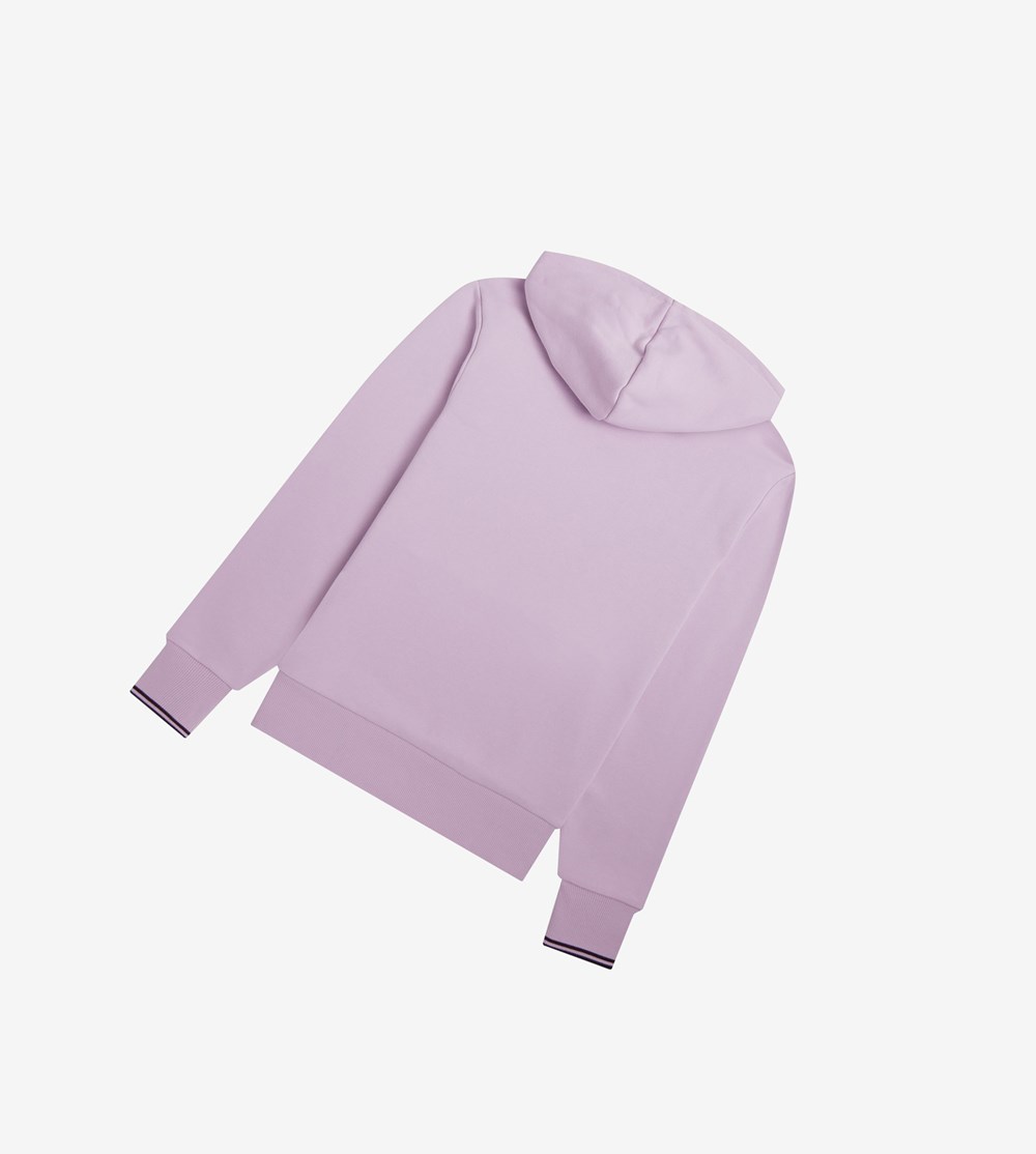 Purple Fred Perry Tipped Hooded Men's Sweatshirt | WIELX-5102