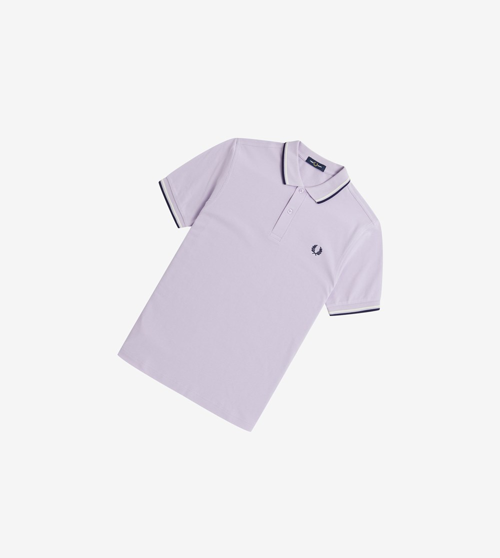 Purple / Navy Fred Perry M3600 Men's Polo Shirts | DCXUG-4871