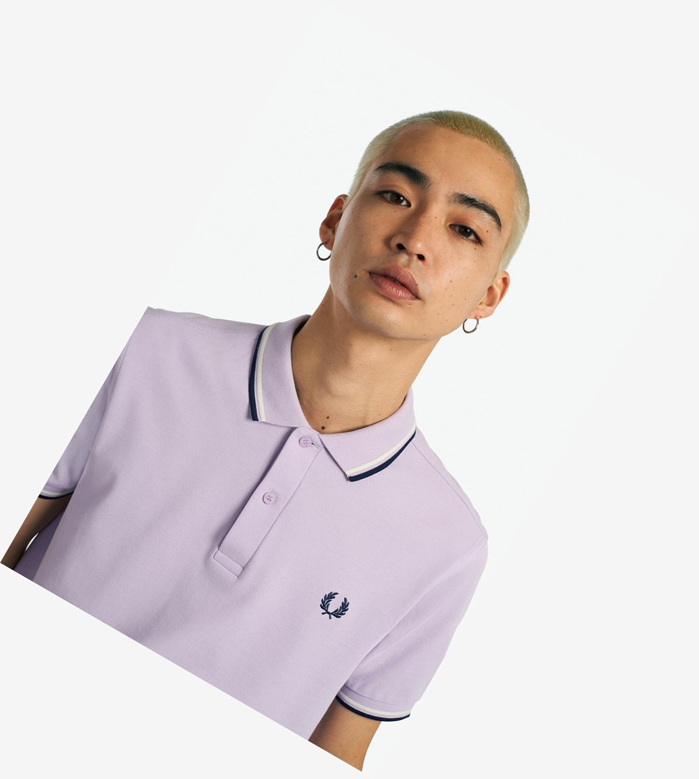 Purple / Navy Fred Perry M3600 Men's Polo Shirts | DCXUG-4871