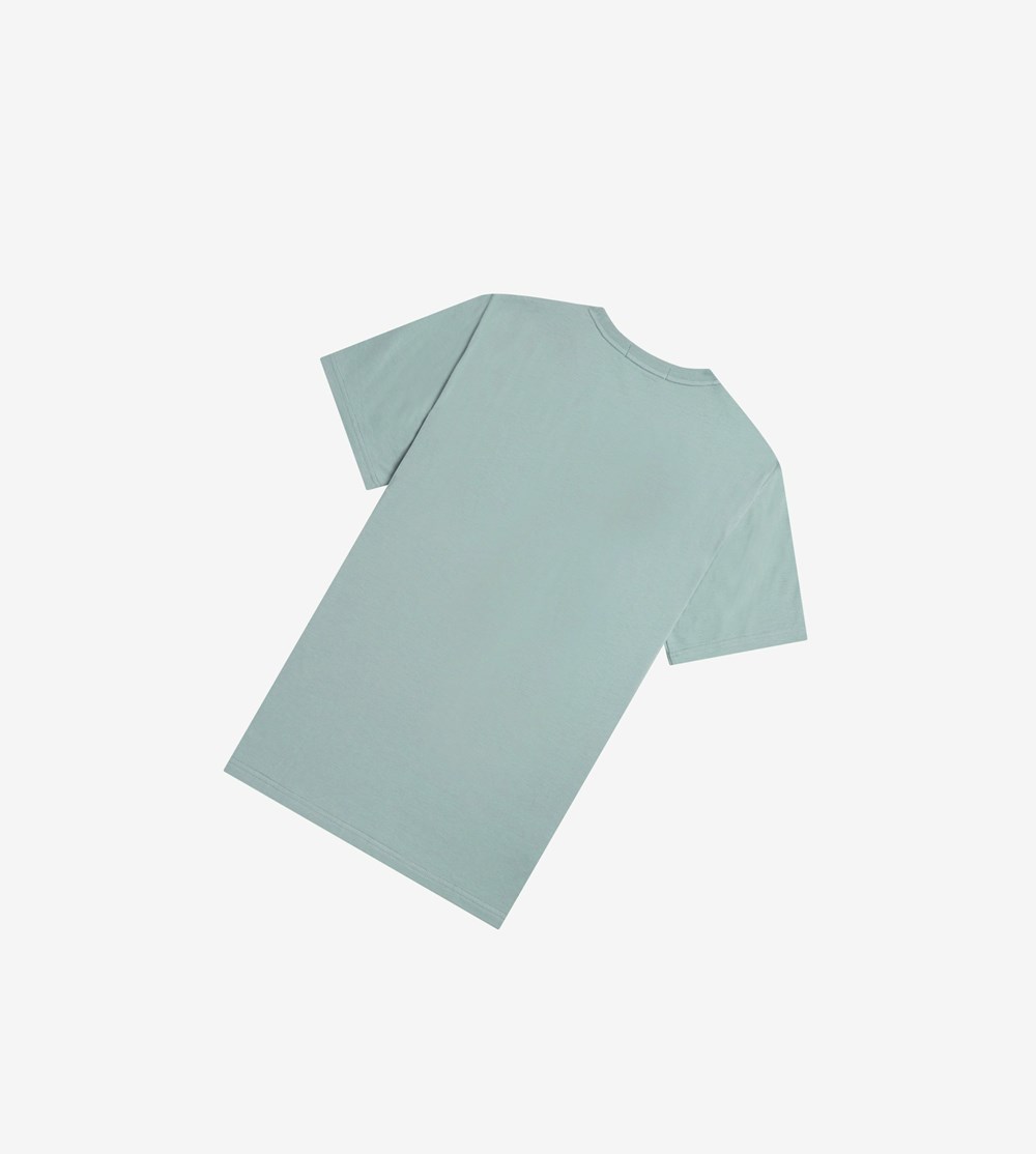 Silver Blue Fred Perry Circle Branding Men's T Shirts | GHKAJ-0175