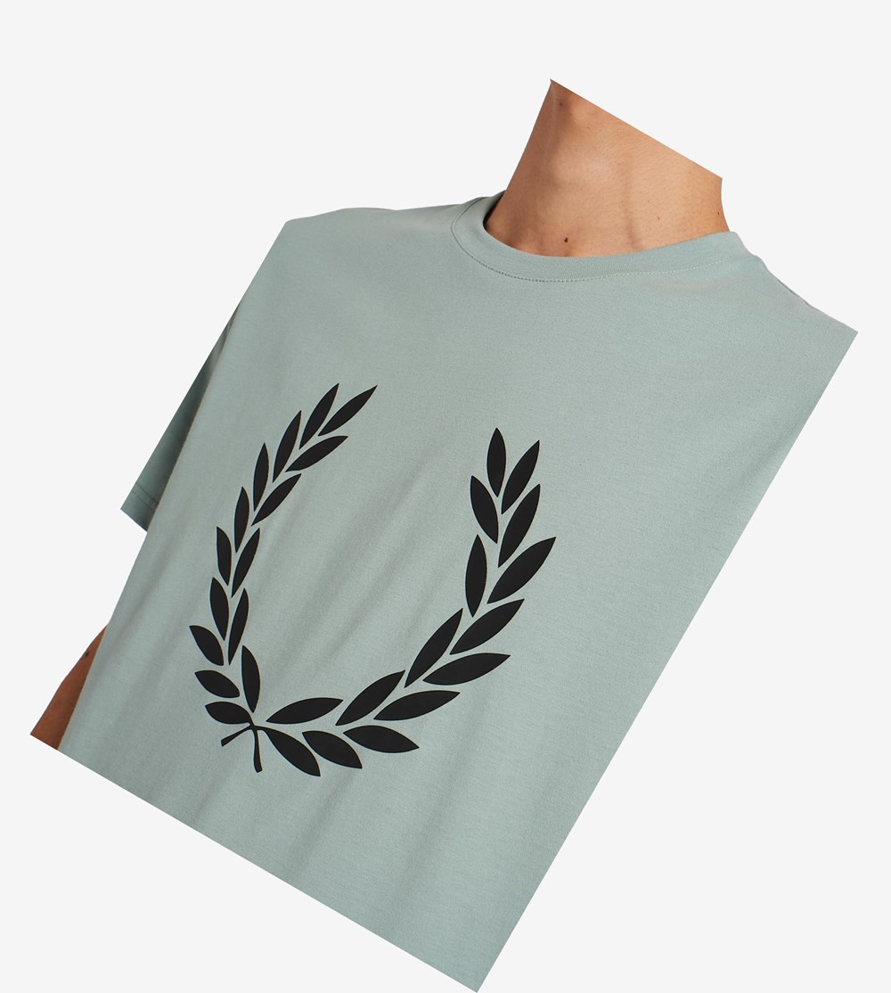 Silver Blue Fred Perry Laurel Wreath Print Men's T Shirts | WIYHC-2915