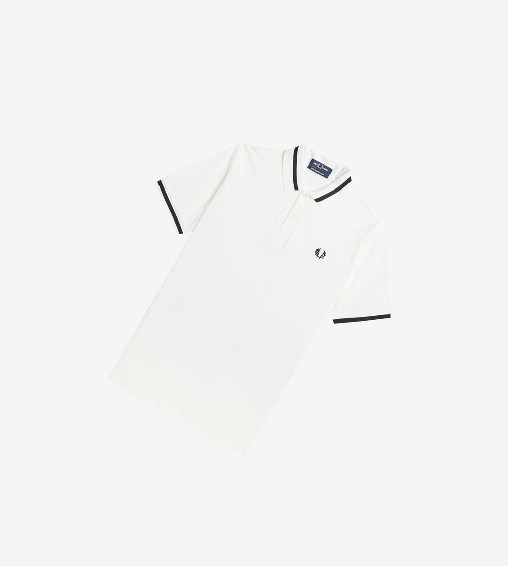 White / Black Fred Perry Made In England M2 Men's Polo Shirts | VTRDA-5930