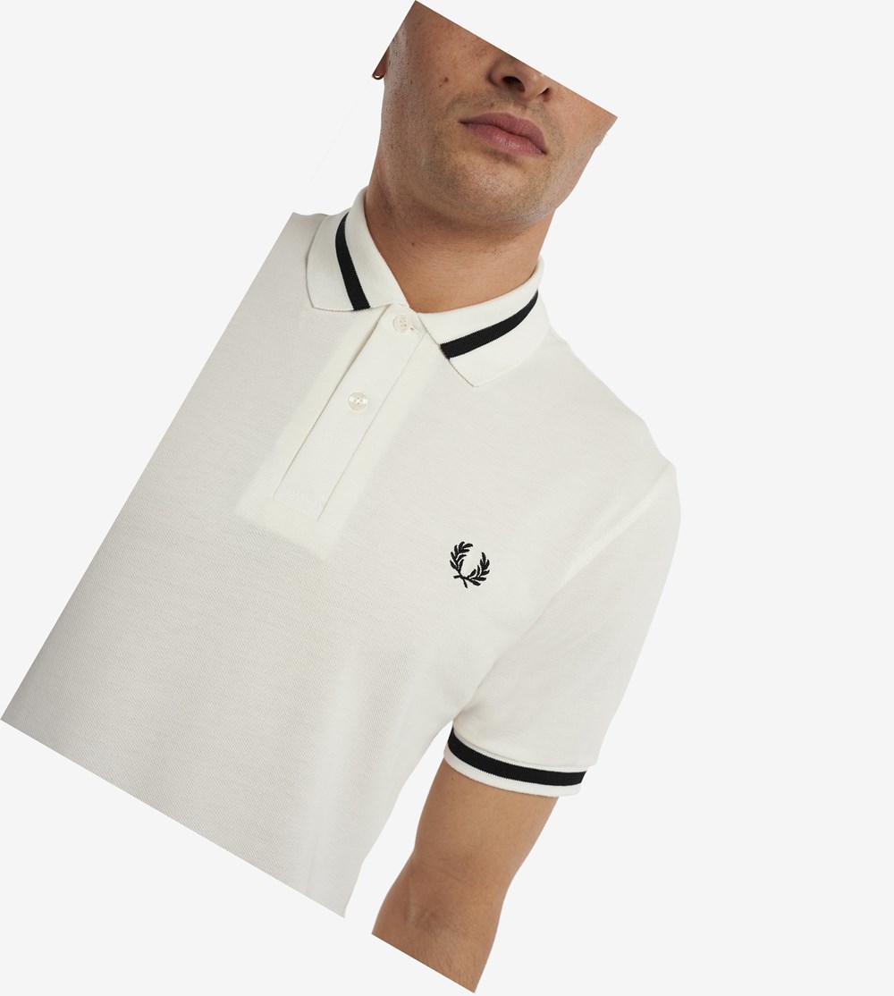 White / Black Fred Perry Made In England M2 Men's Polo Shirts | VTRDA-5930