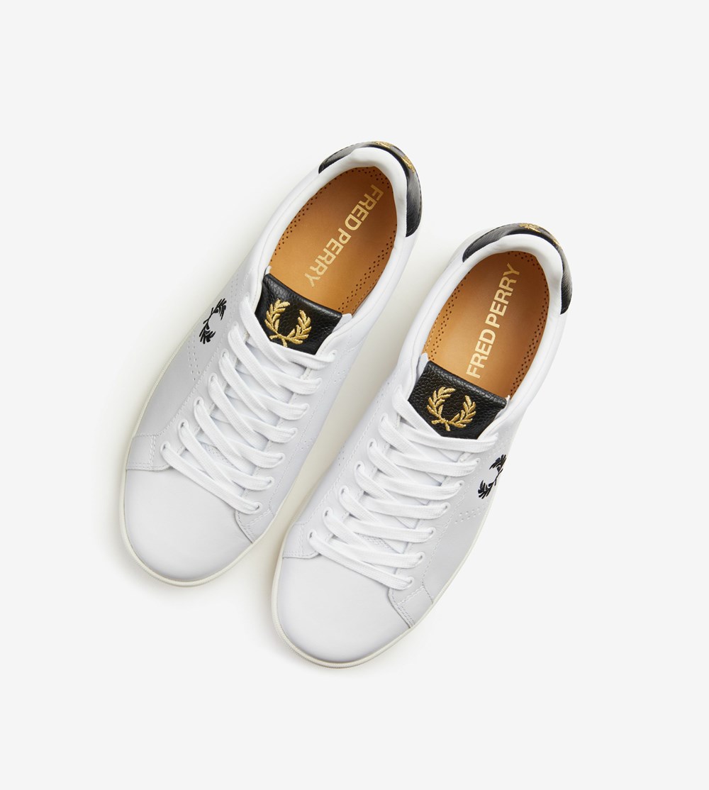 White Fred Perry B721 Men's Sneakers | EGFUR-2179