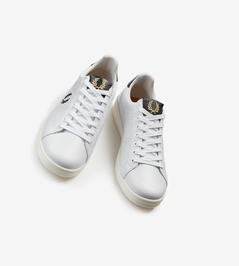 White Fred Perry B721 Men's Sneakers | EGFUR-2179