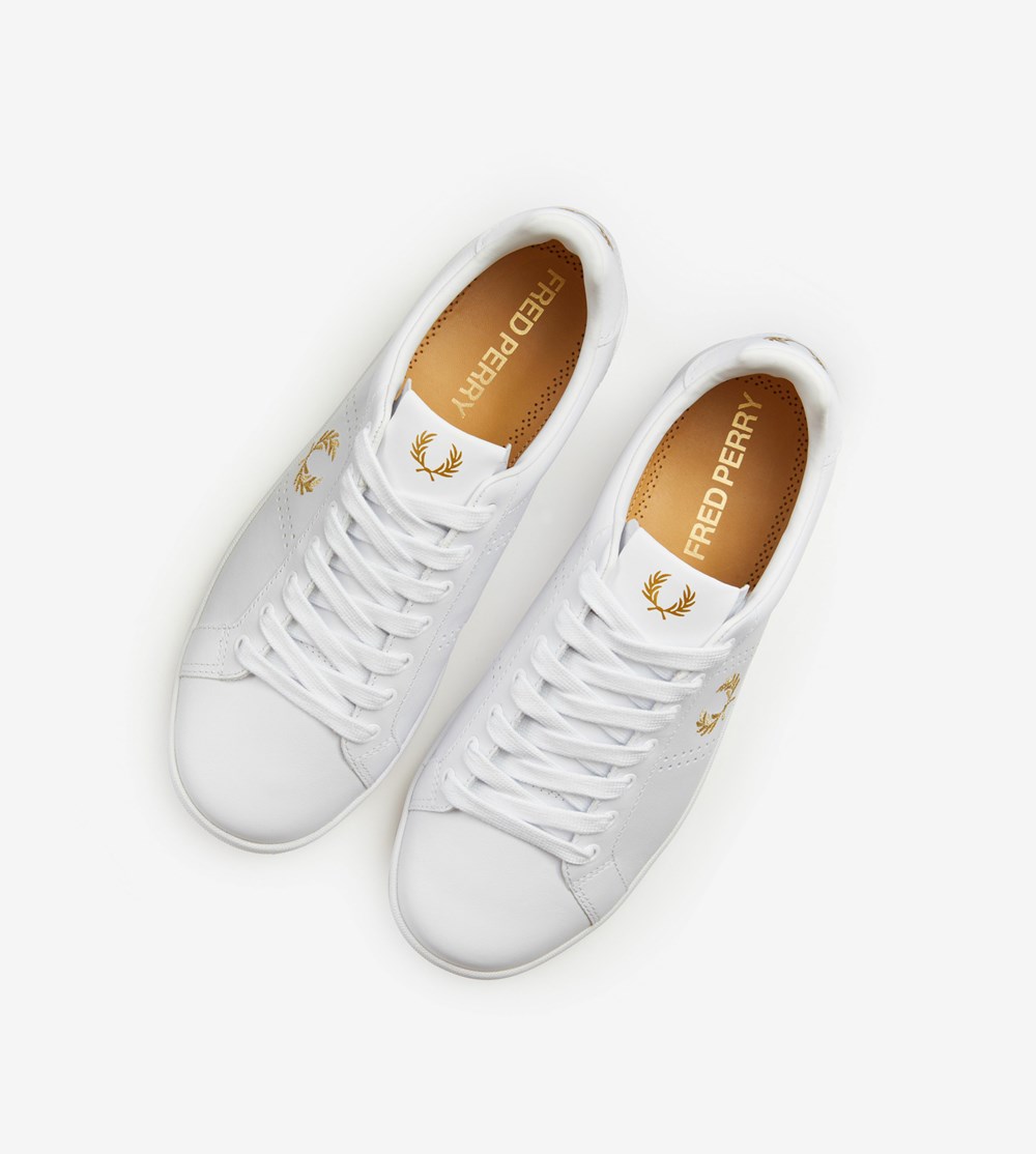 White Fred Perry B721 Men's Sneakers | ENBWR-7095