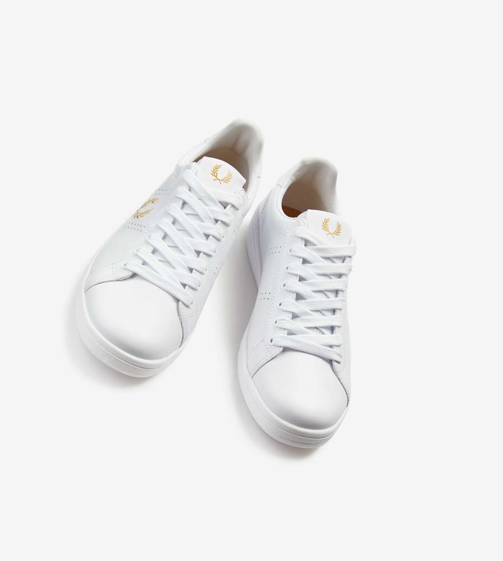 White Fred Perry B721 Men's Sneakers | ENBWR-7095