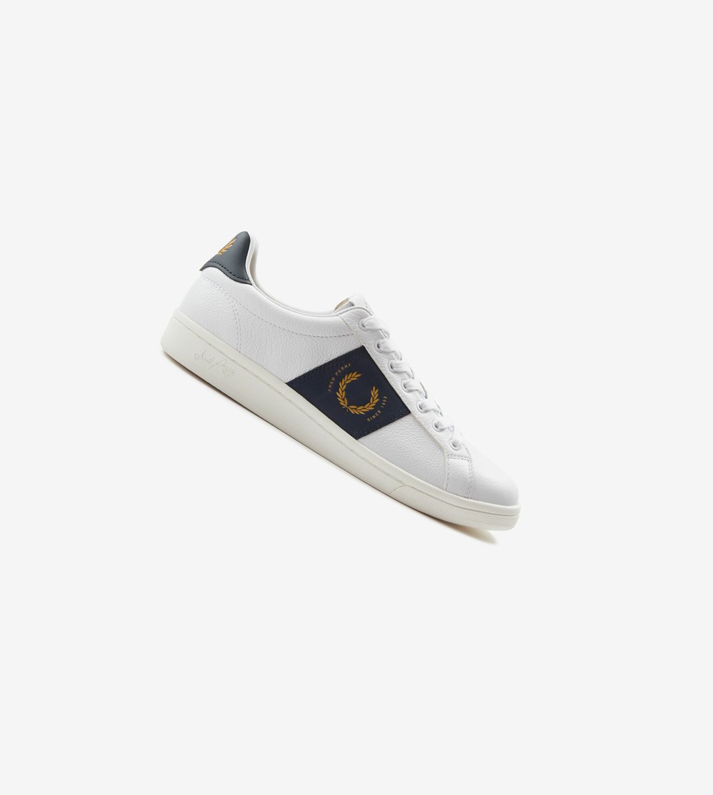 White Fred Perry B721 Men\'s Sneakers | MRKYP-9701