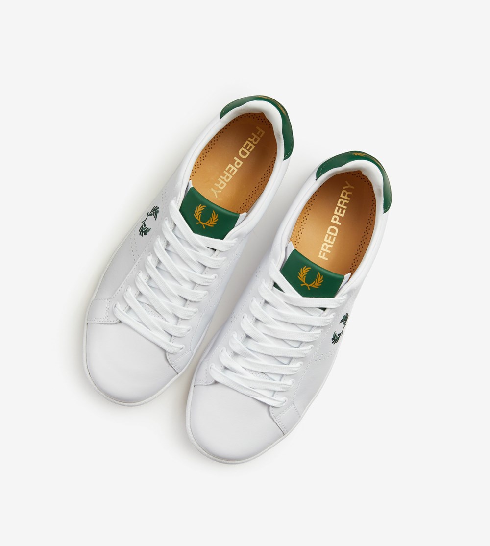 White Fred Perry B721 Men's Sneakers | PVBAL-7192