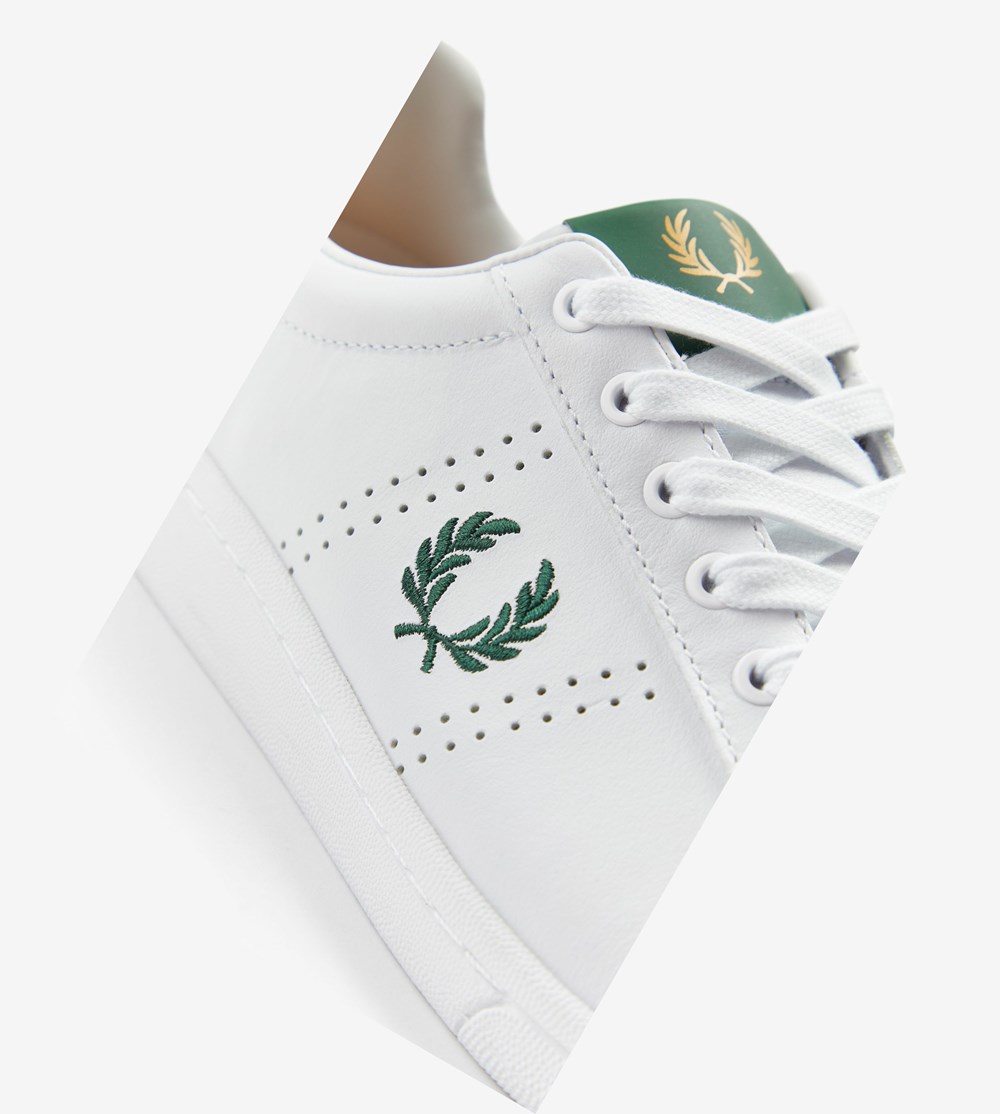 White Fred Perry B721 Men's Sneakers | PVBAL-7192