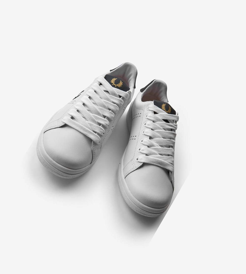 White Fred Perry B721 Men's Sneakers | PVUAB-2407