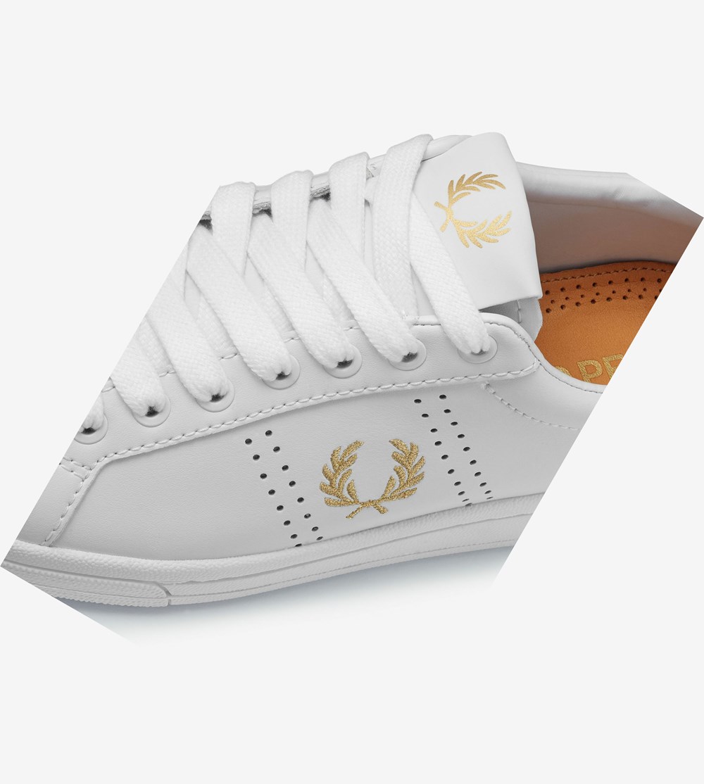 White Fred Perry B721 Men's Sneakers | QXYKC-8036