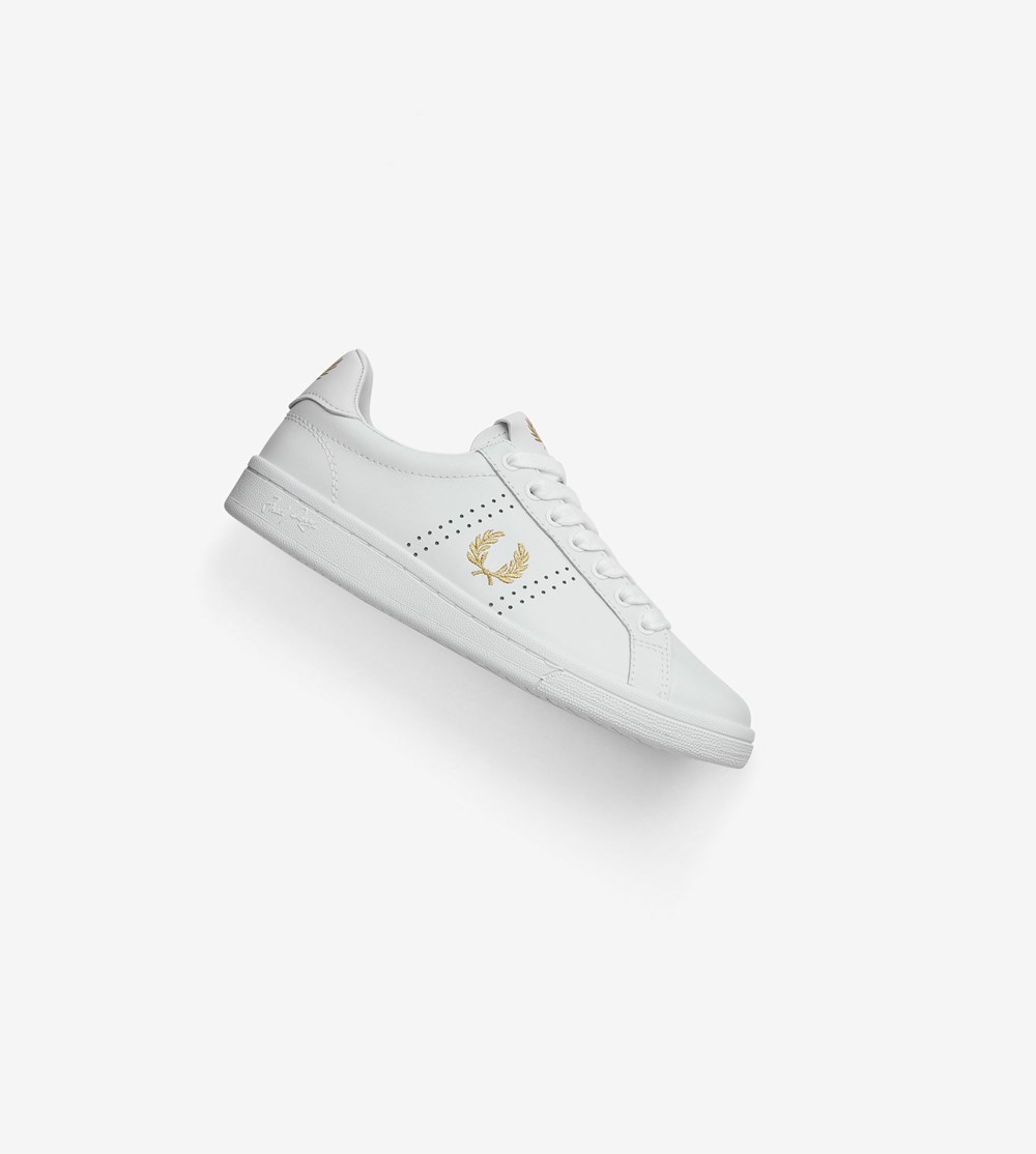 White Fred Perry B721 Men's Sneakers | QXYKC-8036