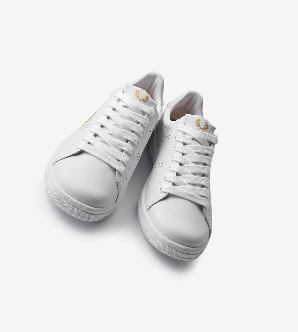 White Fred Perry B721 Men's Sneakers | QXYKC-8036