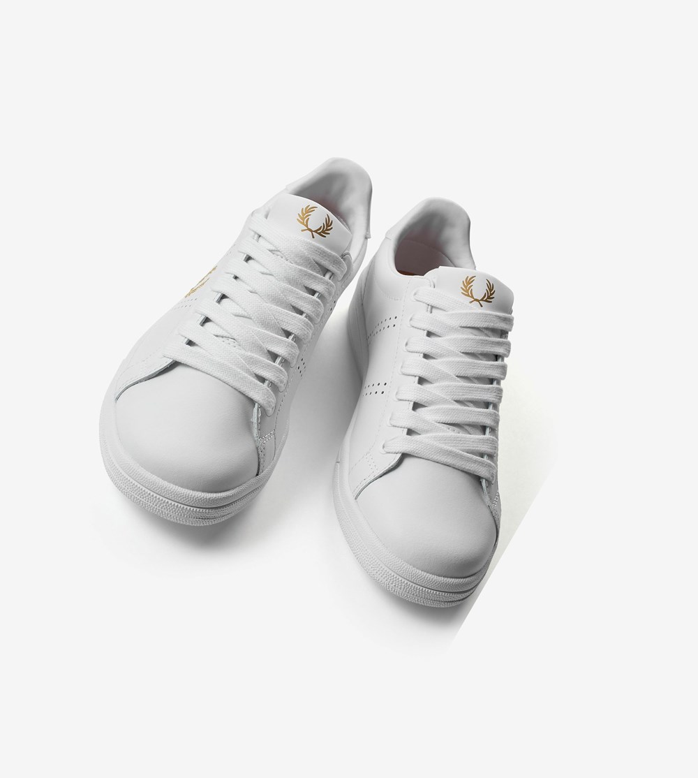 White Fred Perry B721 Men's Sneakers | QXYKC-8036