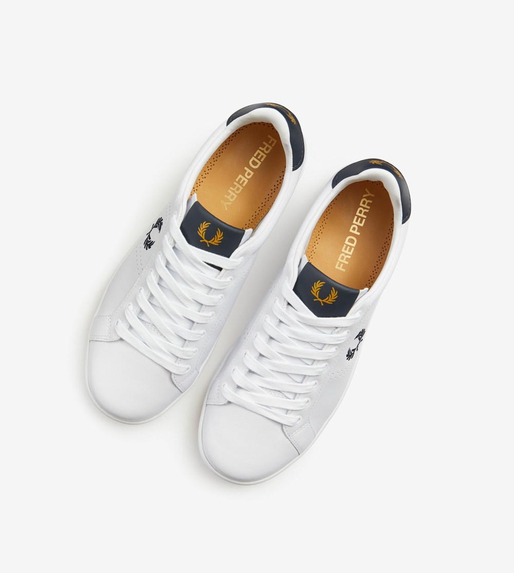 White Fred Perry B721 Men's Sneakers | XPBRY-1967