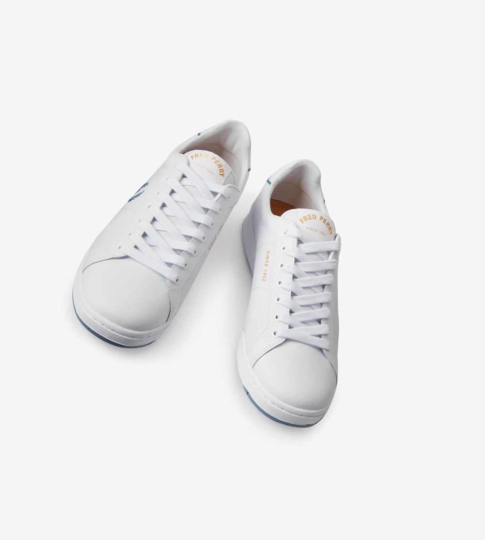 White Fred Perry B722 Men's Sneakers | YBLQE-9473