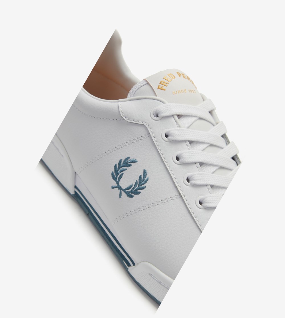 White Fred Perry B722 Men's Sneakers | YBLQE-9473