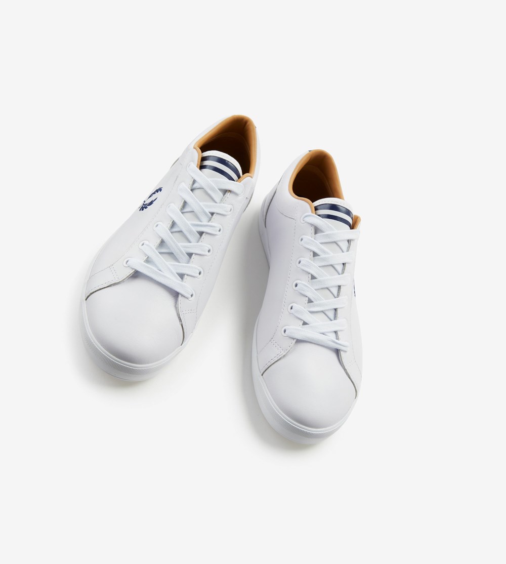 White Fred Perry Baseline Men's Sneakers | GLDZR-9631