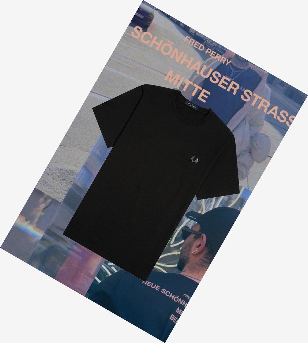 White Fred Perry Berlin Ringer Men's T Shirts | DFHZI-8790