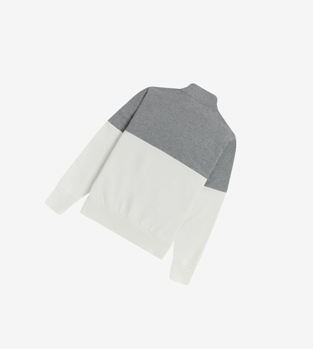 White Fred Perry Colour Block Half Zip Men's Sweatshirt | GAHZL-6094