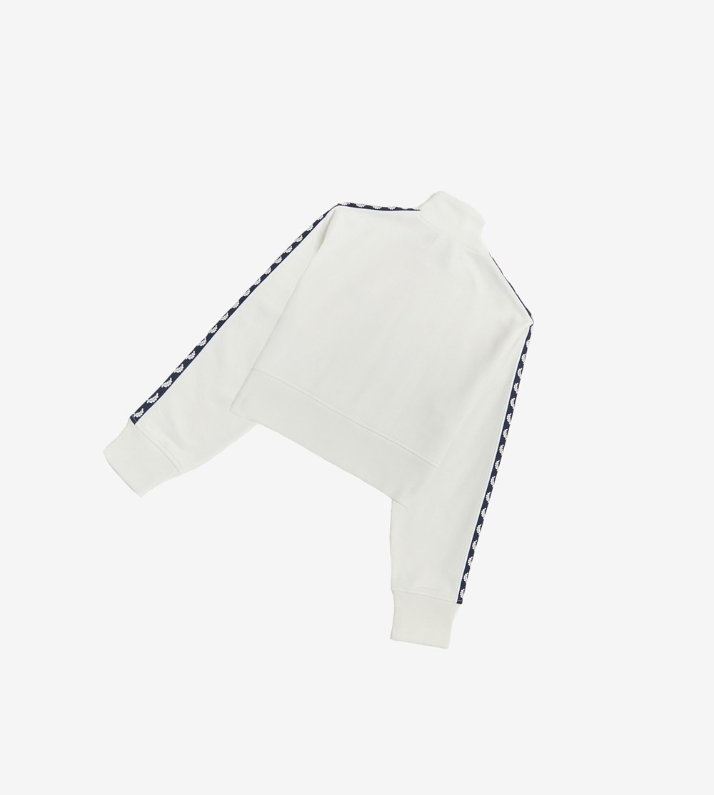 White Fred Perry Cropped Taped Track Jacket Women's Jackets | MGNPQ-3895