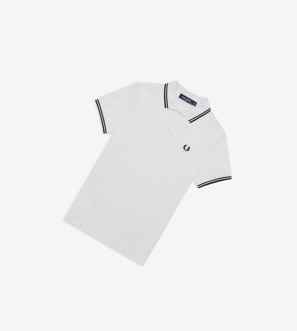 White Fred Perry G3600 Women's Polo Shirts | ZNUTW-3528