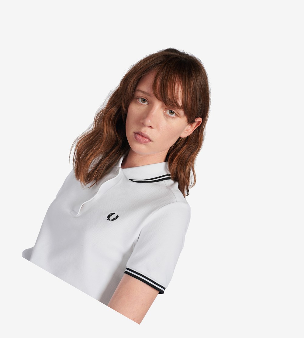 White Fred Perry G3600 Women's Polo Shirts | ZNUTW-3528