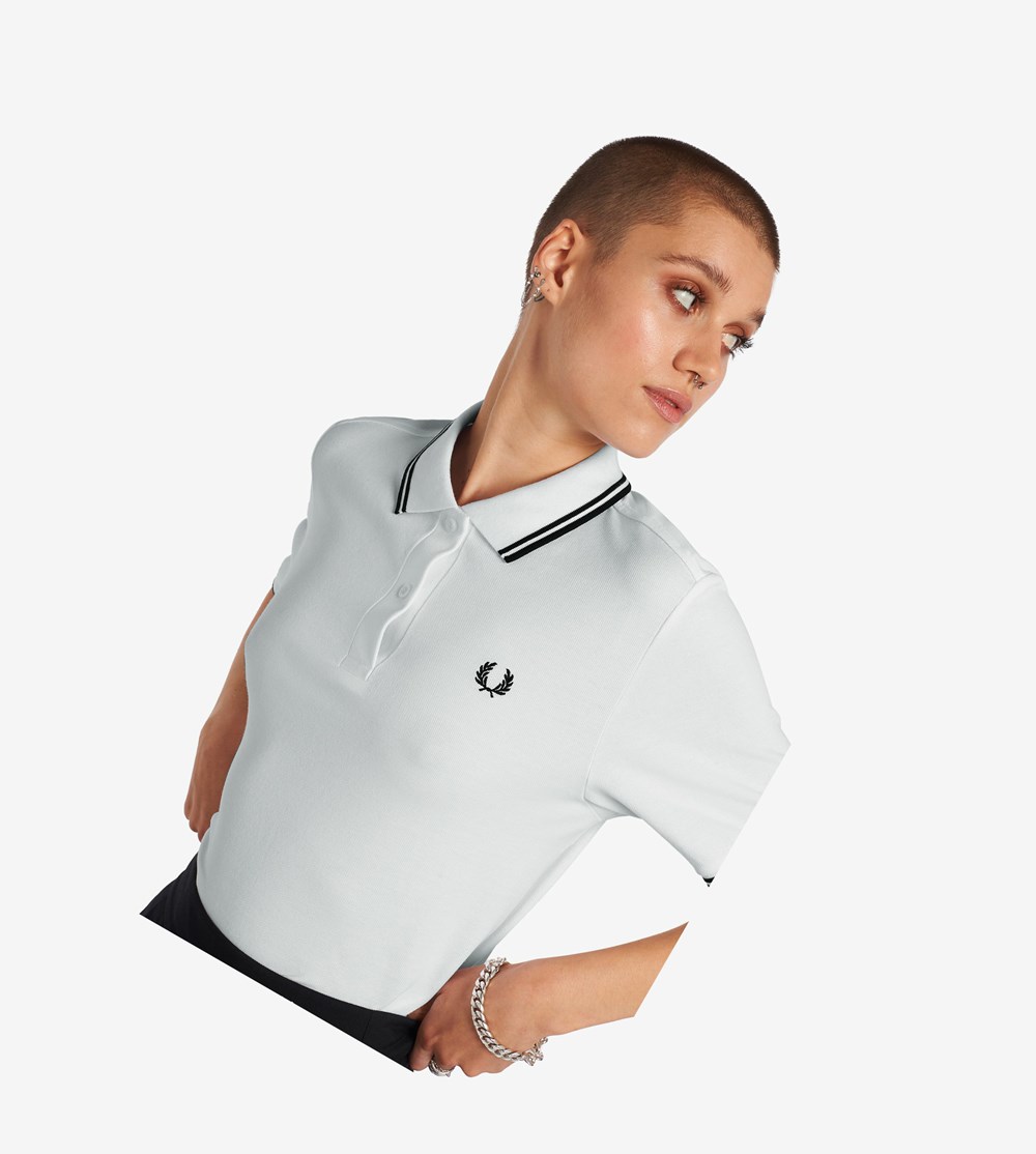 White Fred Perry G3600 Women's Polo Shirts | ZNUTW-3528