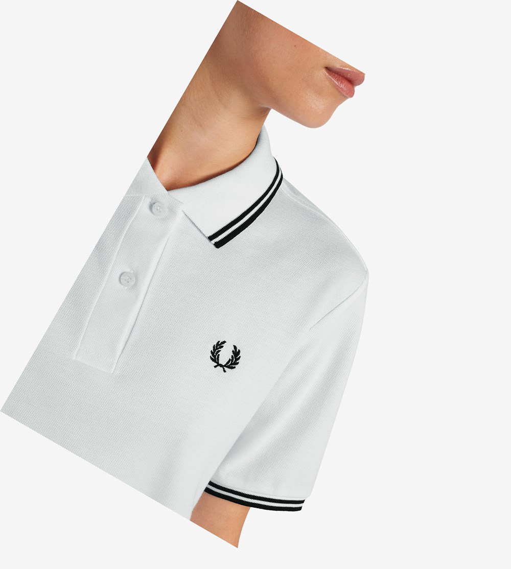 White Fred Perry G3600 Women's Polo Shirts | ZNUTW-3528