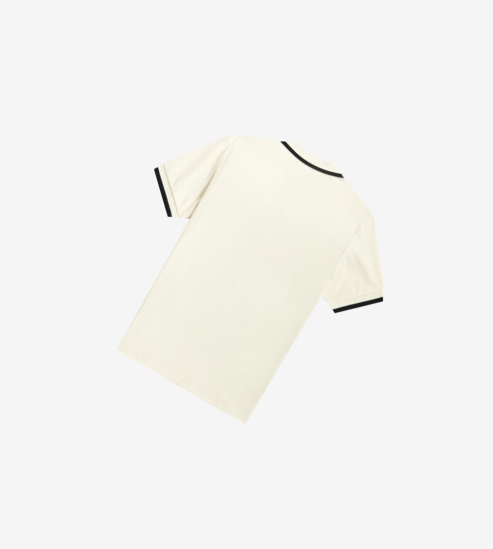 White Fred Perry Half Zip Men's Polo Shirts | UZHXN-8150